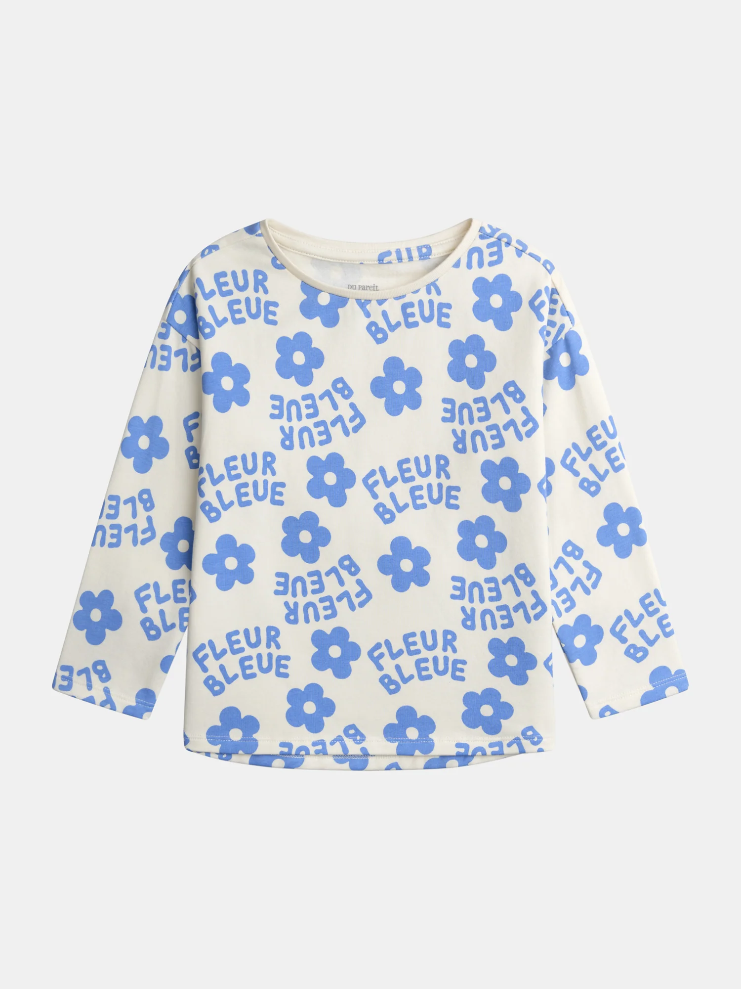 Pyjama écru imprimé all-over fleuri bleu pour fille - Image 3