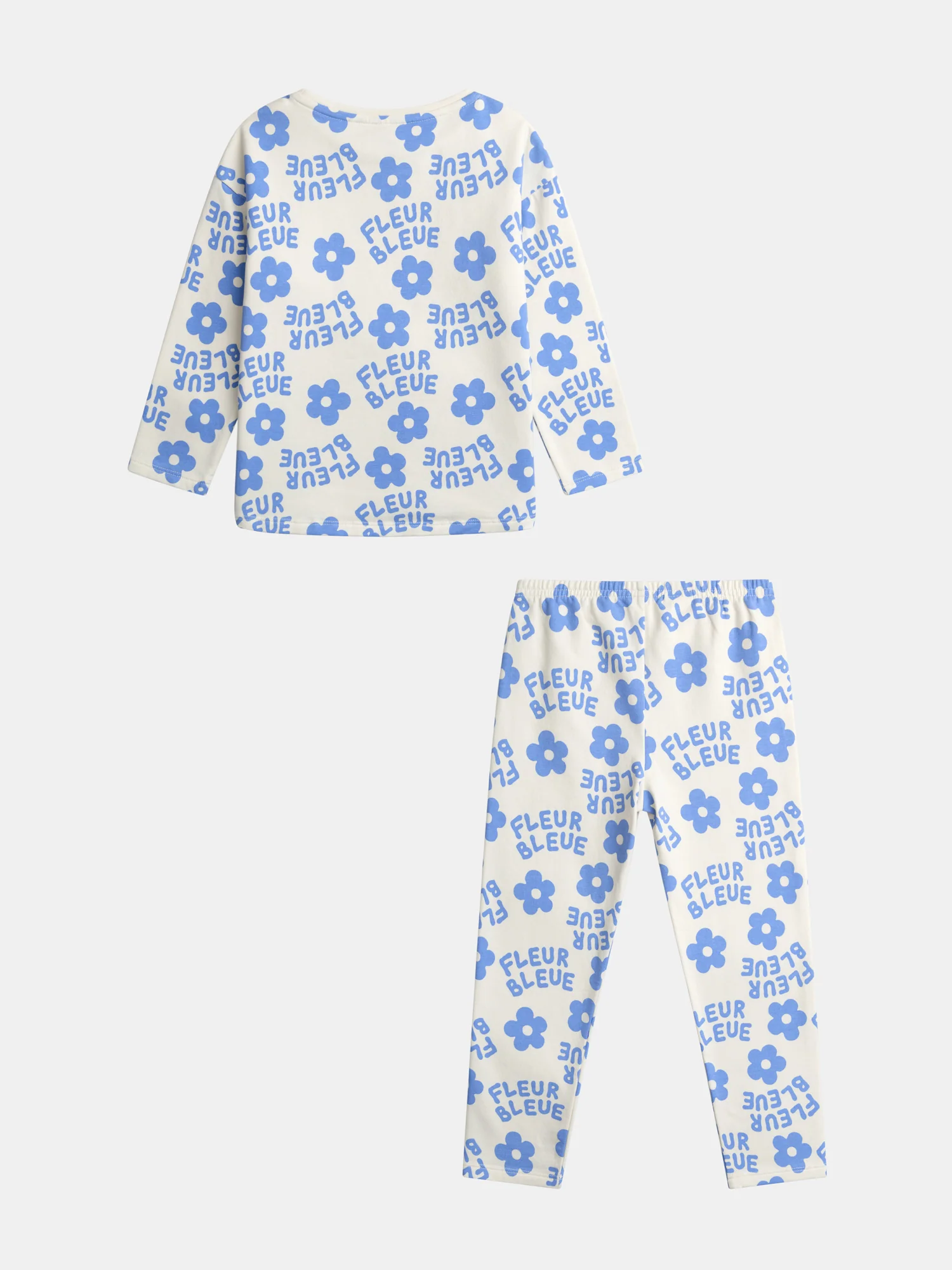 Pyjama écru imprimé all-over fleuri bleu pour fille - Image 9